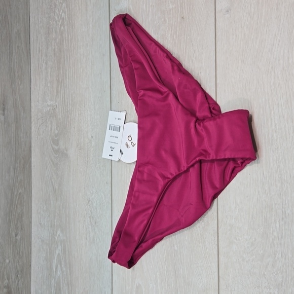 NWT PQ Women Zen Basic Ruched Full swim bikini bottom sz L - Picture 1 of 6